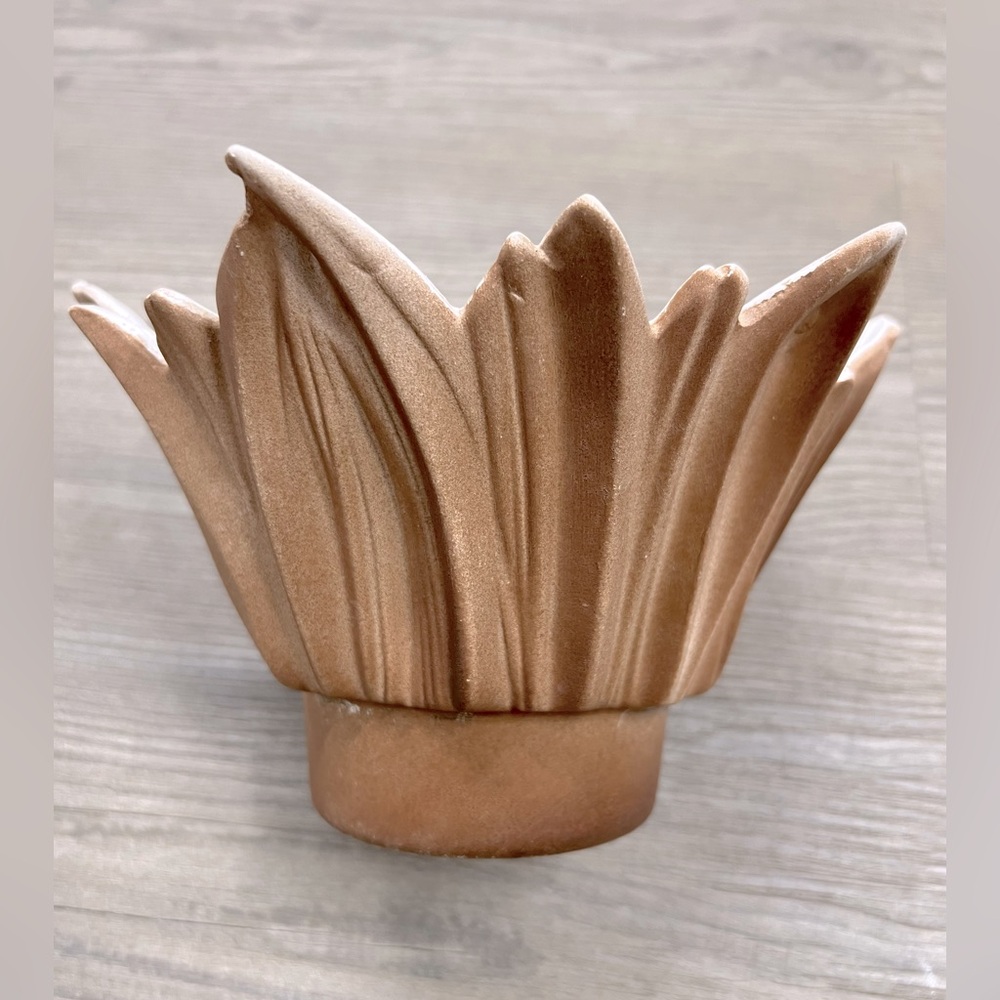 Vintage Miramar of California Brown Ceramic Leaf Design Planter